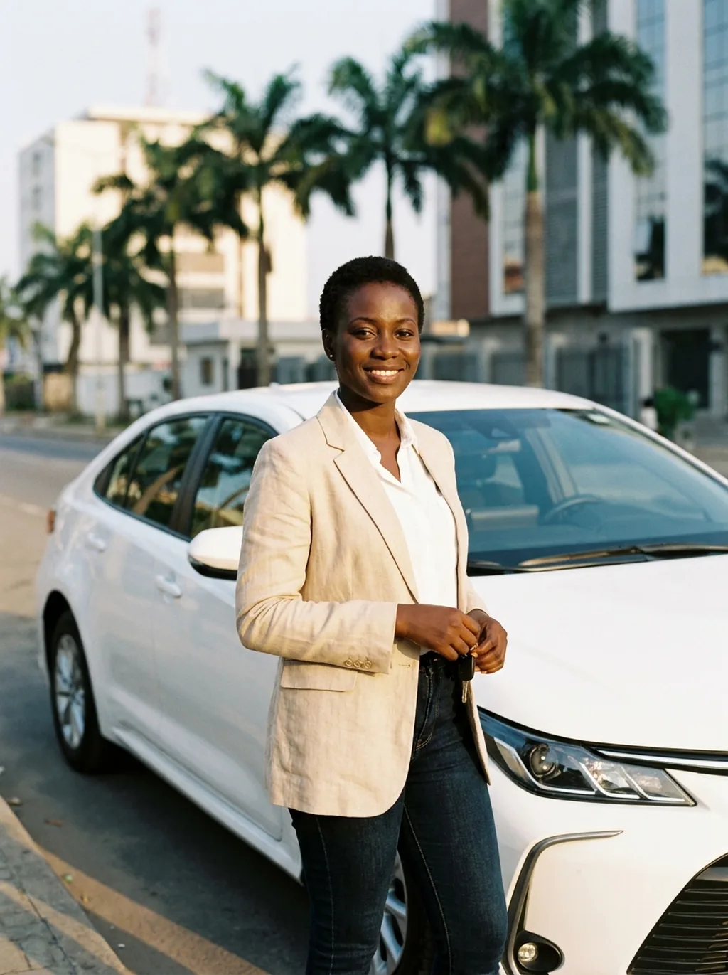 Partenaire Wiloc devant sa voiture